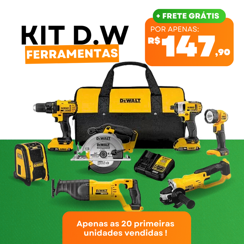 [ SÓ AS PRIMEIRAS 20 UNIDADES ] Kit Dewalt 38 Peças - Ferramentas para toda Obra !