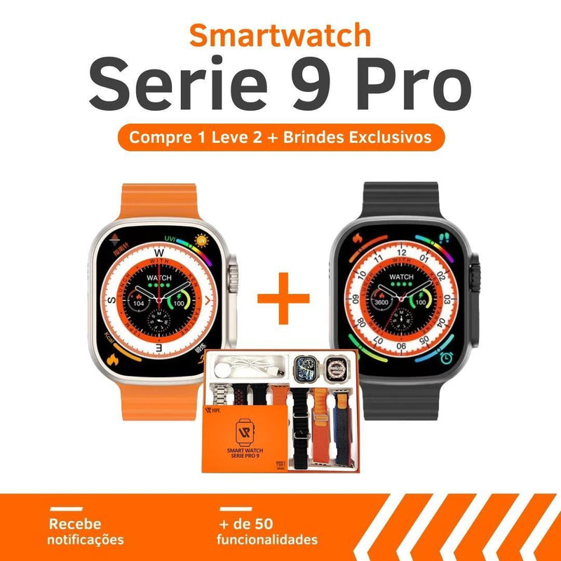 Compre 1 Leve 2 SmartWatch Serie 9 Pro + Estojo com 7 Pulseiras + Capa de Brinde