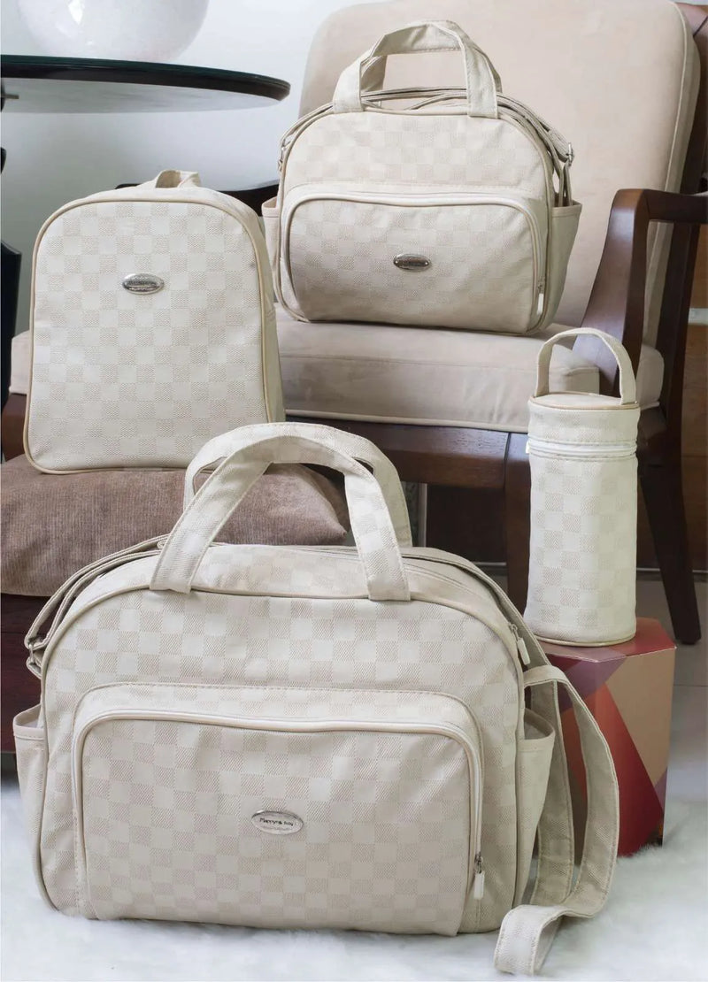 [ SOMENTE HOJE ] KIT DE BOLSAS MATERNIDADE 4 PEÇAS - COLEÇÃO CHESS