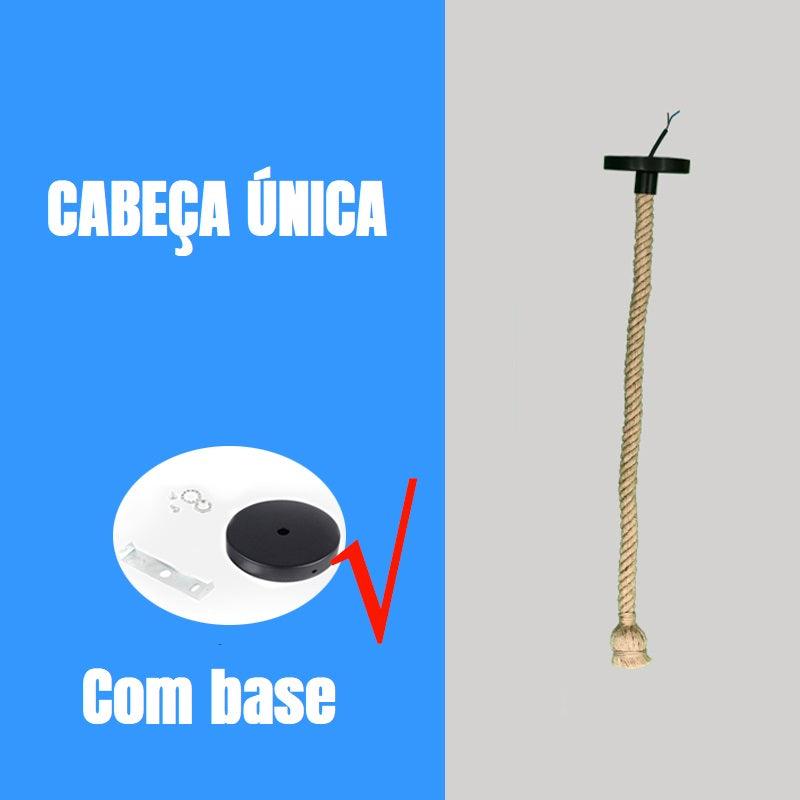 Luminária Corda de Cânhamo Rústico Retrô Estilo Country Teto LED