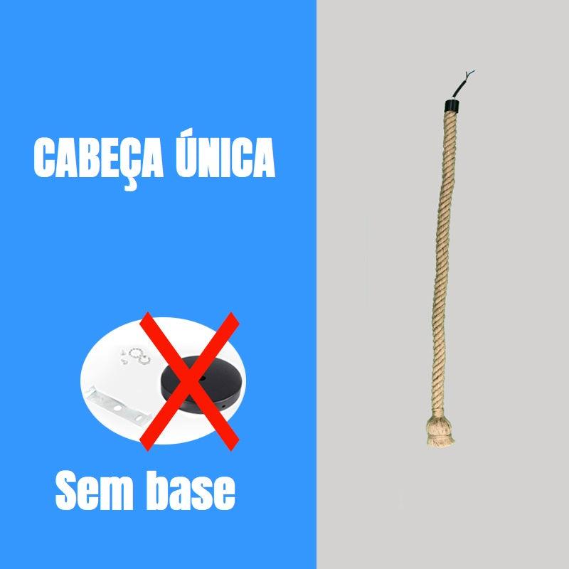 Luminária Corda de Cânhamo Rústico Retrô Estilo Country Teto LED